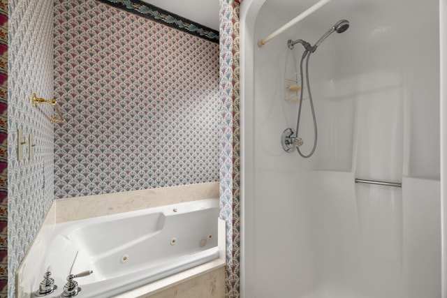 bathroom with independent shower and bath