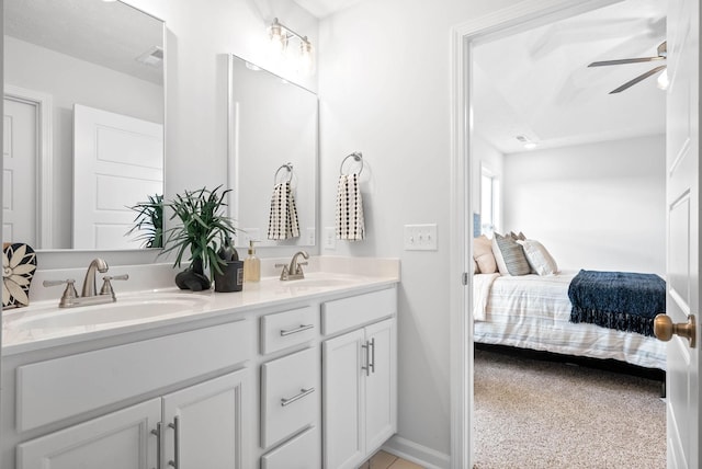 bathroom with vanity and ceiling fan