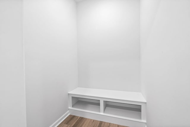 mudroom with hardwood / wood-style flooring