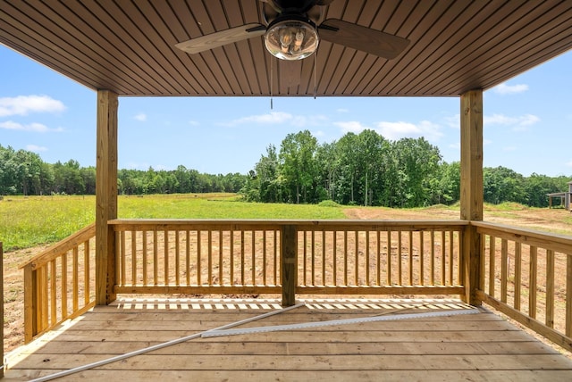 wooden terrace with ceiling fan