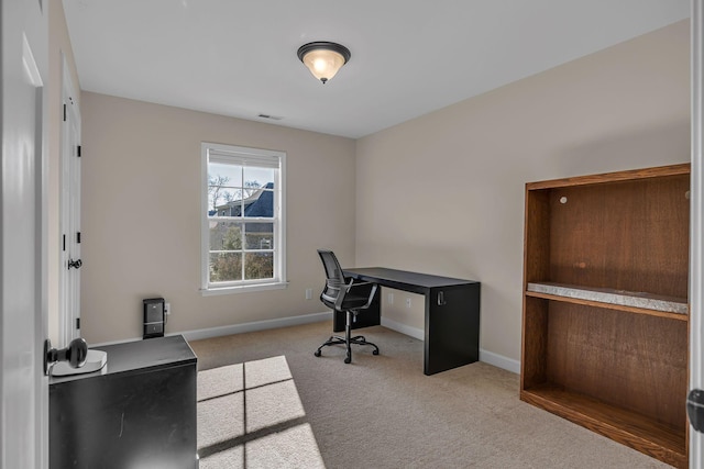 view of carpeted office space