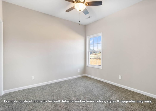 carpeted empty room with ceiling fan