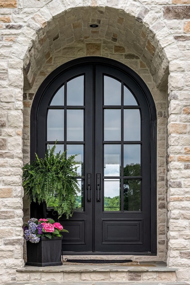 property entrance with french doors