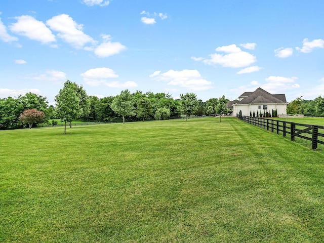 view of yard with a rural view