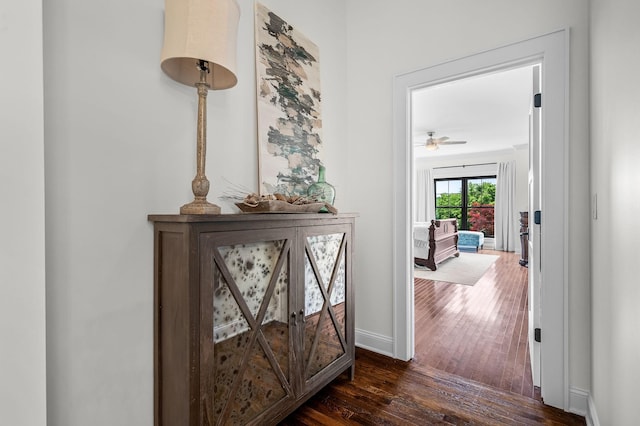 corridor featuring dark hardwood / wood-style floors