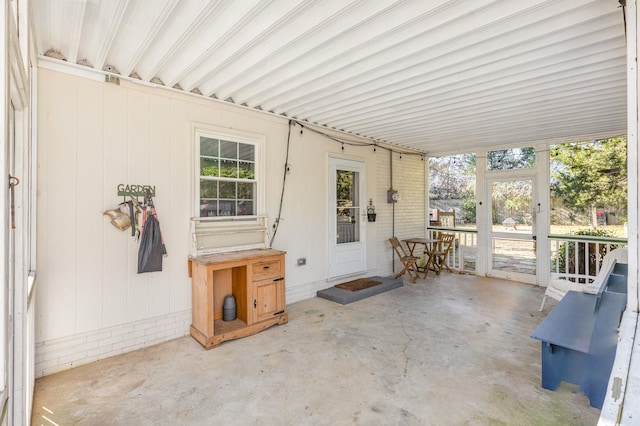 view of unfurnished sunroom