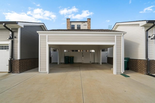 garage with a carport