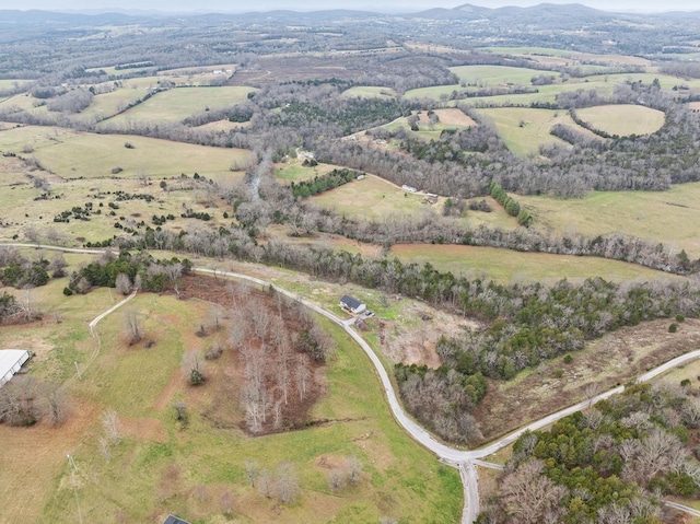 bird's eye view with a mountain view and a rural view