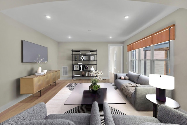 living room featuring light hardwood / wood-style floors