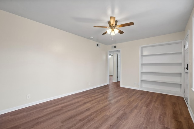 unfurnished bedroom with hardwood / wood-style floors, a closet, and ceiling fan