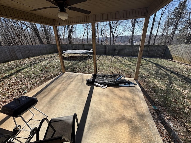 view of patio / terrace featuring ceiling fan