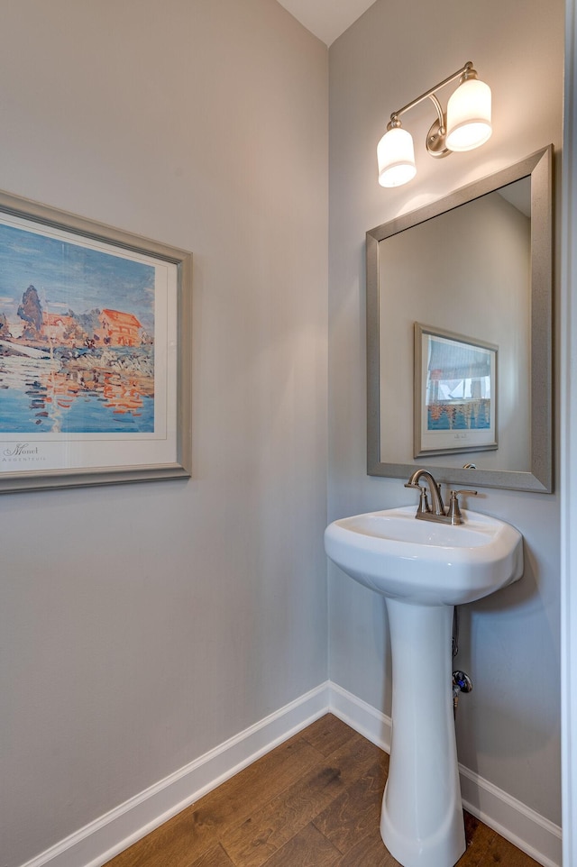 bathroom featuring sink and wood-type flooring