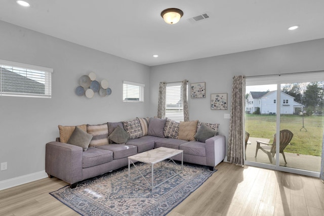 living room featuring light hardwood / wood-style floors