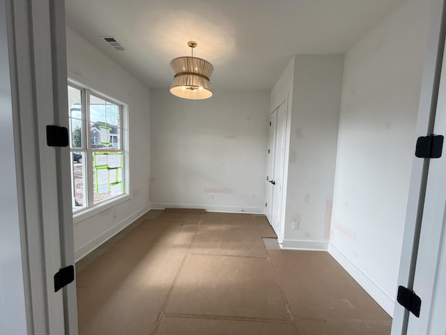 view of unfurnished dining area