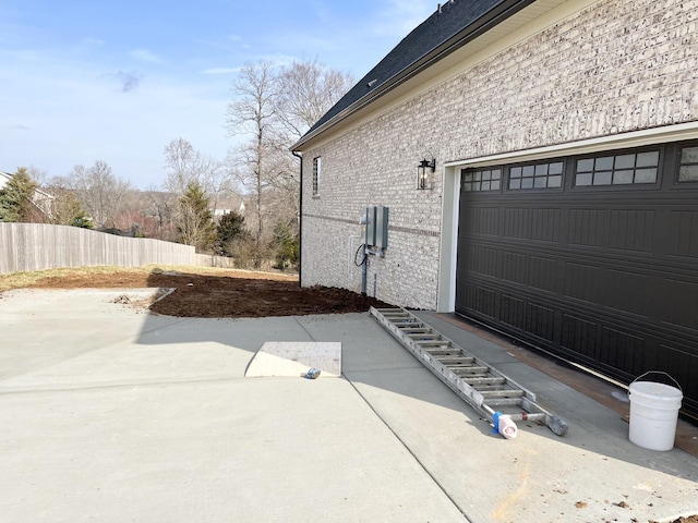 exterior space featuring a garage