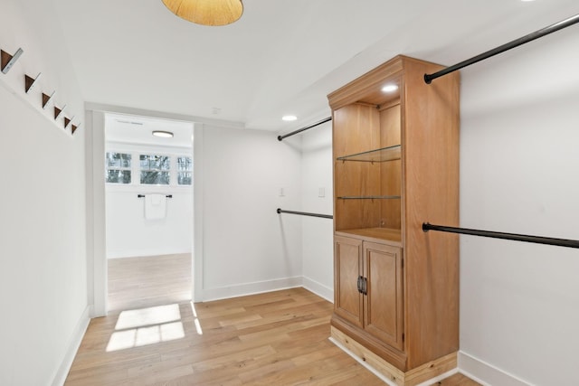 spacious closet with light wood-type flooring