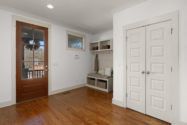 mudroom featuring hardwood / wood-style floors