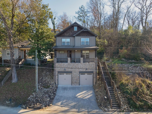 craftsman-style home with a garage