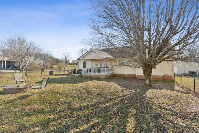 view of yard with a porch