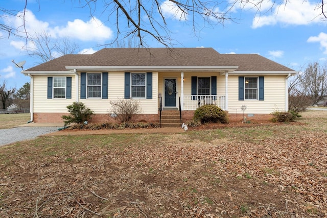 ranch-style home featuring covered porch