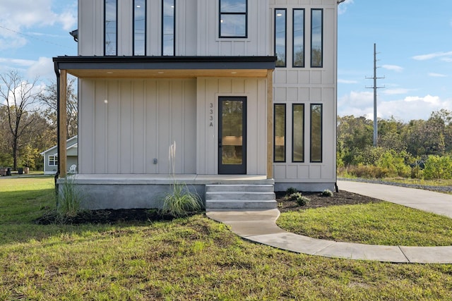 exterior space with a front lawn