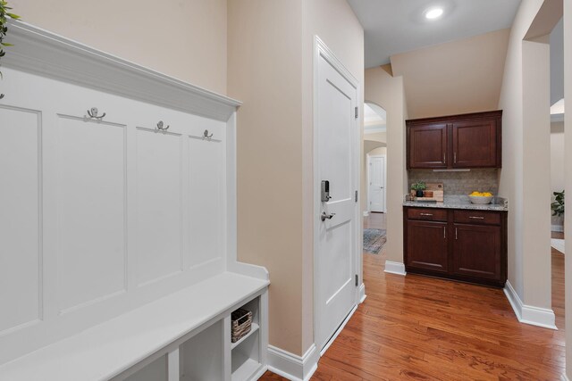 mudroom featuring light wood-type flooring