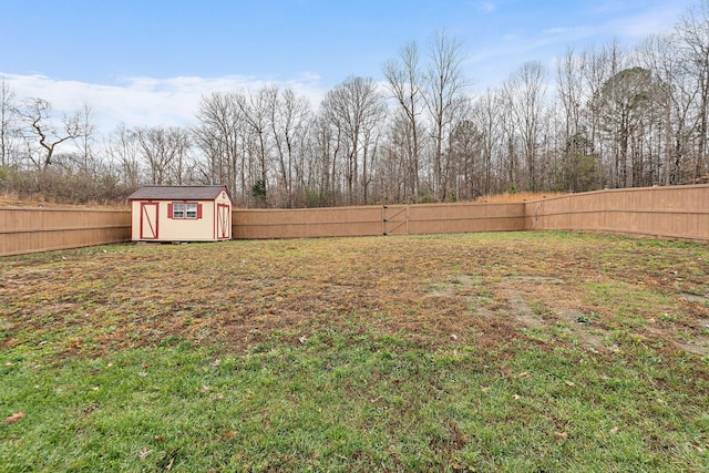 view of yard featuring a shed