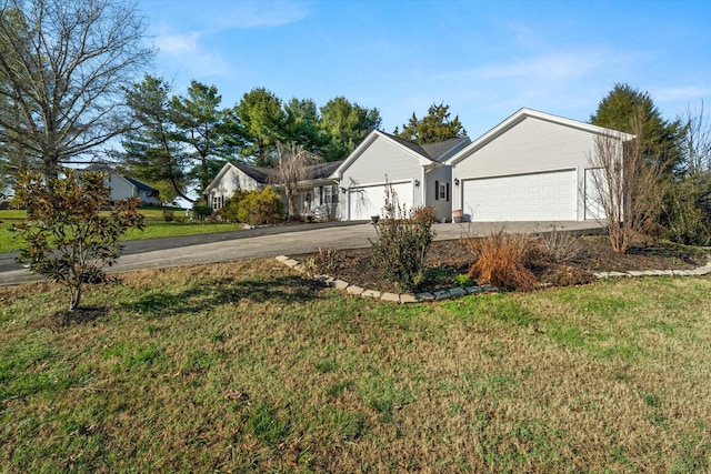 view of yard with a garage