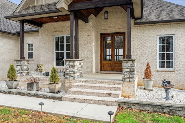 property entrance featuring french doors