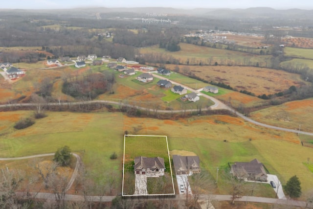 aerial view featuring a rural view