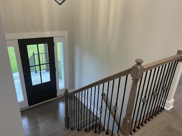 foyer entrance with dark wood-type flooring