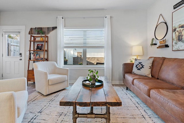 living room featuring light hardwood / wood-style flooring