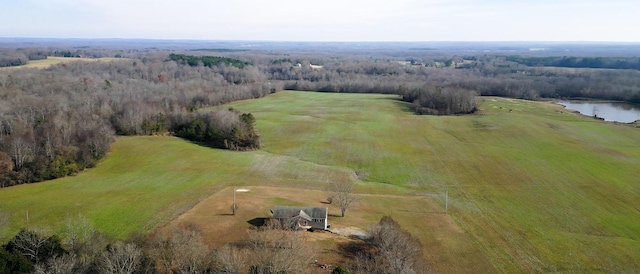 bird's eye view with a rural view and a water view