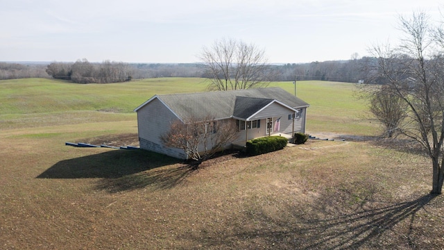 birds eye view of property featuring a rural view