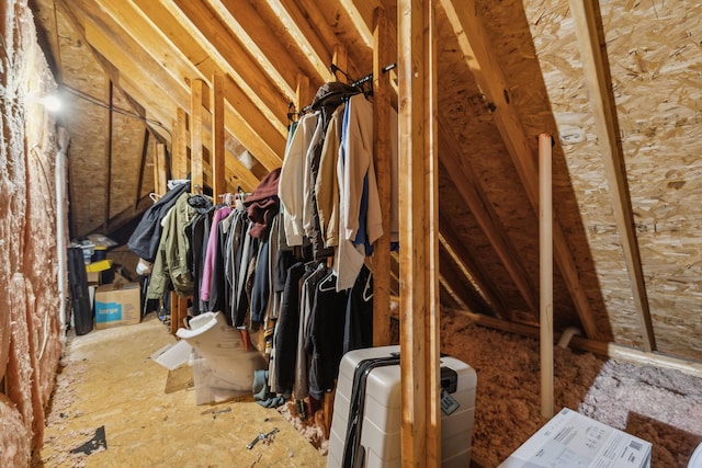 view of unfinished attic