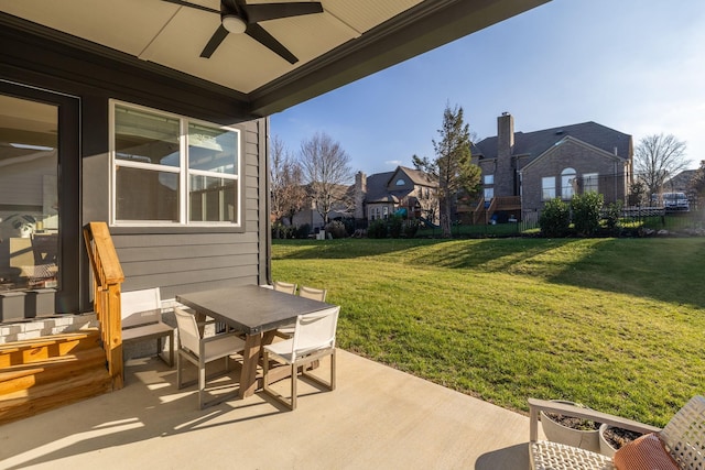 view of patio / terrace with ceiling fan