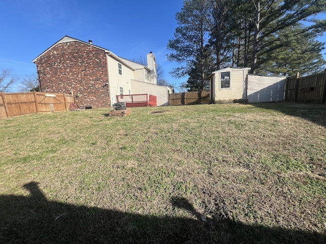 view of yard with a deck