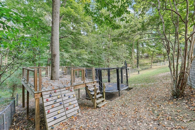 view of yard featuring a trampoline