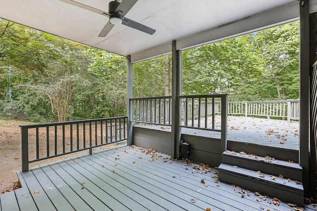 wooden terrace with ceiling fan