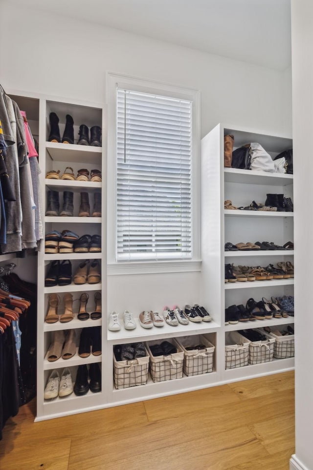 spacious closet with wood-type flooring