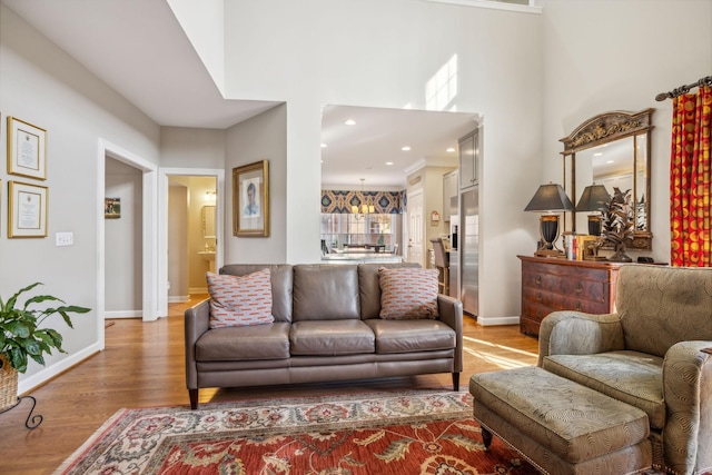 living room featuring light hardwood / wood-style floors