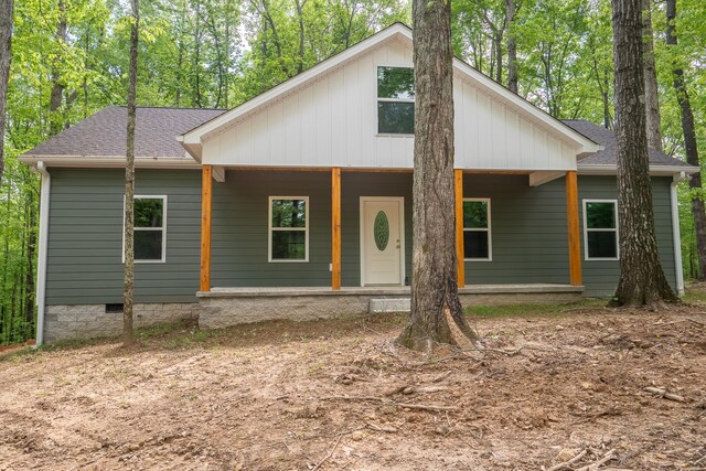 32 Periwinkle Ln, Leoma, TN 38468 - view of front of property featuring a porch, a shingled roof, and board and batten siding