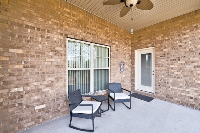 view of patio with ceiling fan