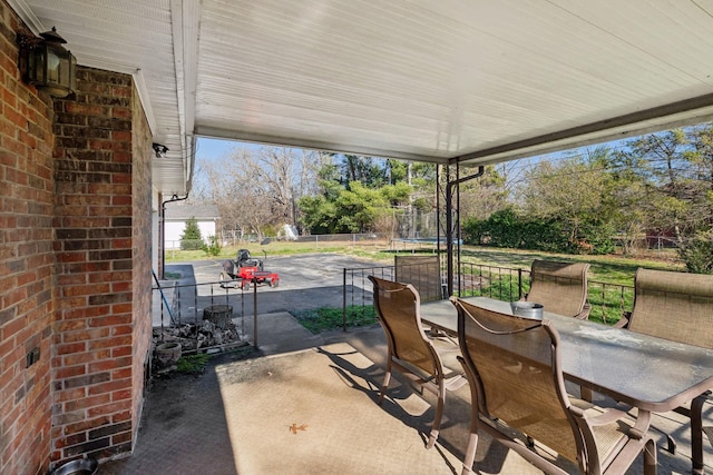 view of patio / terrace with a trampoline