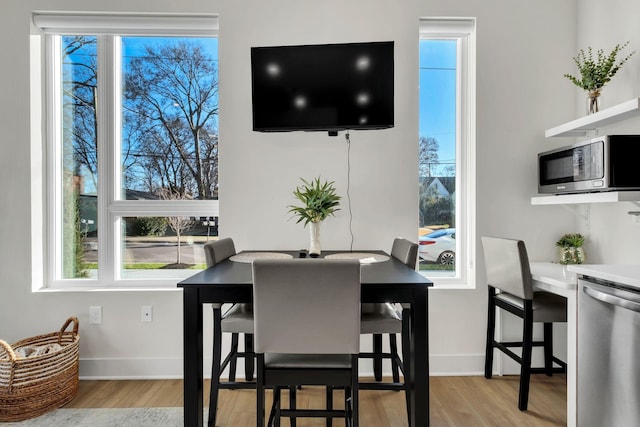 dining room with light hardwood / wood-style floors