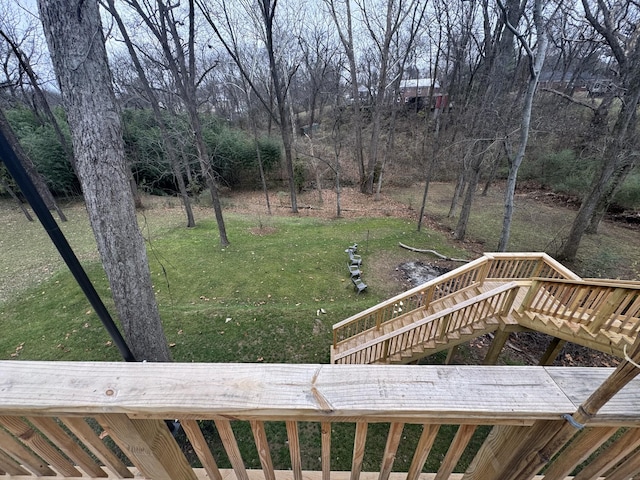 view of yard featuring a wooden deck