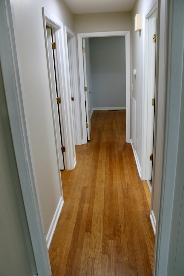 corridor featuring light hardwood / wood-style flooring