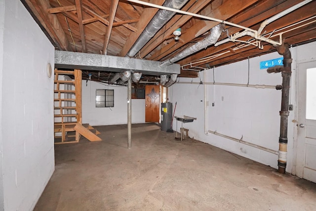 basement with water heater