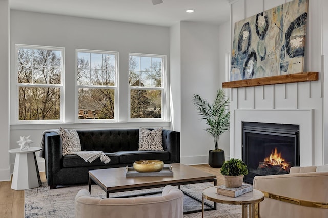 living room featuring light hardwood / wood-style flooring