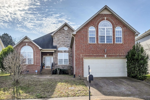 front facade with a garage